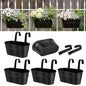 11 Inch Railing Planter Box, 5 Pack Metal Hanging Planters with Hooks - color: Black
