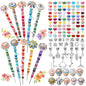 Silipull 255 Pcs 14 Inch Garden Stakes Decorative Ceramic Mushroom and Pumpkin Round Beaded Garden Stakes Decor Fairy Sticks for Indoor Outdoor Yard Lawn Pathway Patio Decoration - style: Stylish