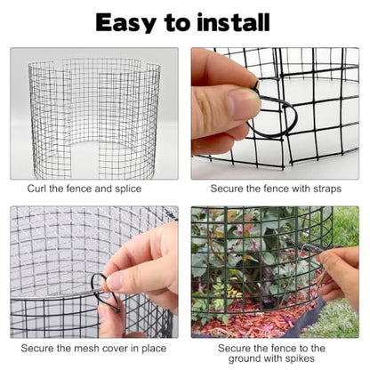 45 Pcs 24” x 12” Large Wire Plant Protector from Animals with Metal Cover, 15 Pack Metal Plant Cage Chicken Wire Cloche with 15Pcs Metal Covers to Keep Animals Out, Garden Protection Bunny Barricade - size: 15 Pack 24'' x 12'' with 15 Pcs 12'' Cover
