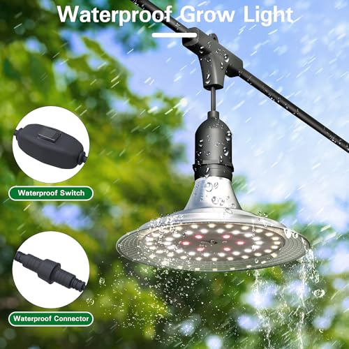 Outdoor Grow Lights with Timer, Full Spectrum Greenhouse Grow Lights with Timer, IP65 Waterproof String Grow Light Outdoor, UL Certified Daisy Chain LED Grow Light, 41FT - size: 12 Lights, style: 1 Timer