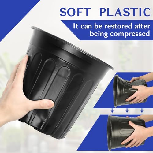 3 Gallon Pots for Plants, 10.6 Inch Gallon Nursery Pots with Drainage Holes, 3 Gallon Plastic Plant Pots for Cuttings, Seeding, Succulents, Transplanting - size: 3Gal-30pack