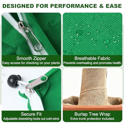 Plant Covers for Freeze Protection, 4 Pack 47" x 71" Drawstring - size: 47 x 71 Inch 4 Pack