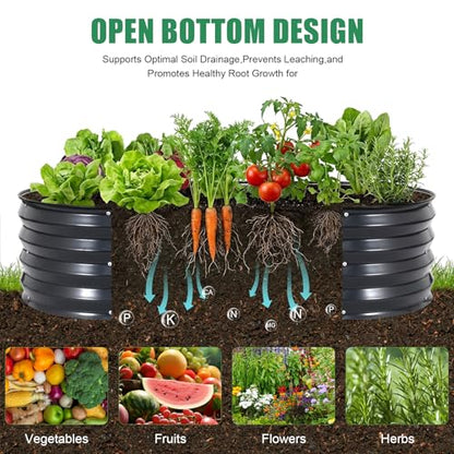 2Pcs Galvanized Raised Garden Bed Kit Outdoor 4x2x1ft, Grey - color: Gray