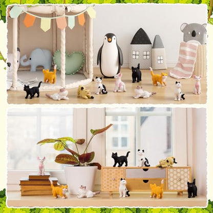 CroBlissful 36 Pcs Mini Resin Cat Figurines Miniature Cat Figurines Bulk