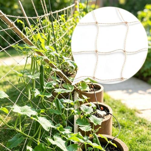 3.28 Ft * 3.28 Ft Jute Trellis Netting, Heavy-Duty Garden Plant Climbing Support Net for Vining Fruits, Vegetables & Flower Plants. - size: 1M*1M