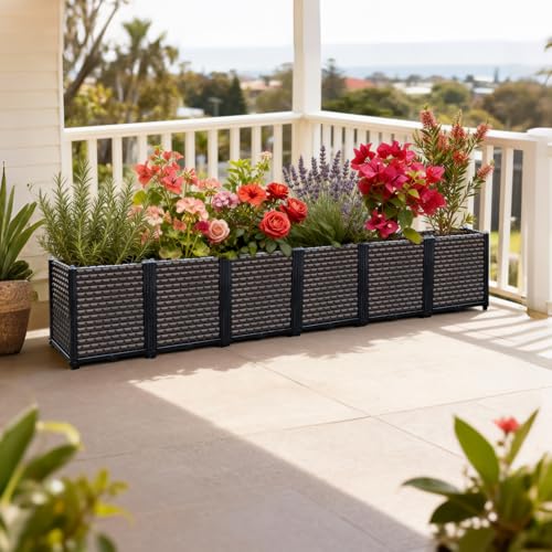 Large Planters for Outdoor Plants 20" Tall Planter Box, 94.4"L x 15.7"W - size: 94.4"(l) X 15.7"(w) X 19.7"(h)