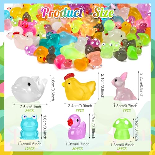 135 PCS Luminous Mini Resin Ducks Tiny Glow in The Dark Duck