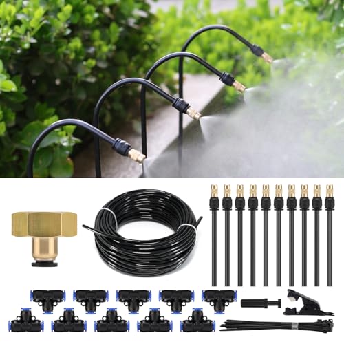 50FT Drip Irrigation System, Complete Garden Watering Kit with Rust-Proof Copper Nozzles - UV Stabilized Flexible Hose for Lawn, Greenhouse, Patio Plants - size: 51FT