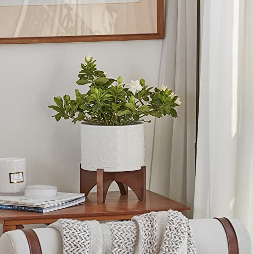 LA JOLIE MUSE Ceramic Pot for Plants, 8 Inch Indoor Planter with Stand - size: 8 Inch