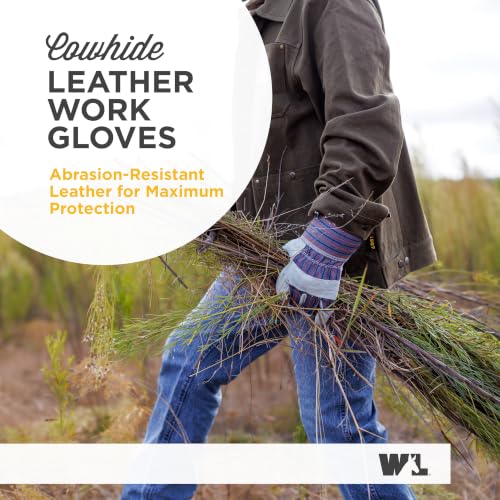 Wells Lamont Men's Safety Cuff Work Gloves, Split Cowhide Leather, Large - size: Large (Pack of 1)