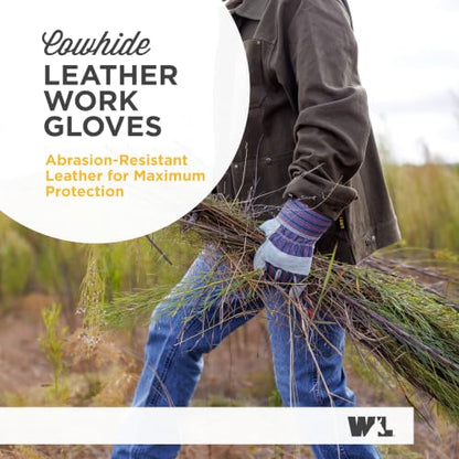 Wells Lamont Men's Safety Cuff Work Gloves, Split Cowhide Leather, Large - size: Large (Pack of 1)
