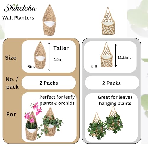 2 Pack Macrame Wall Plant Hanger for 6 inch, Wall Plant Basket - size: Large