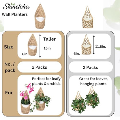 2 Pack Macrame Wall Plant Hanger for 6 inch, Wall Plant Basket - size: Large