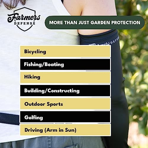 FARMER'S DEFENSE Gardening Arm Sleeves|UV Cooling Protective Sleeve Women & Men|Anti-Scratch Cover Sun UPF Outdoor Protection - Black - L/XL - color: Black, size: Large/Extra Large