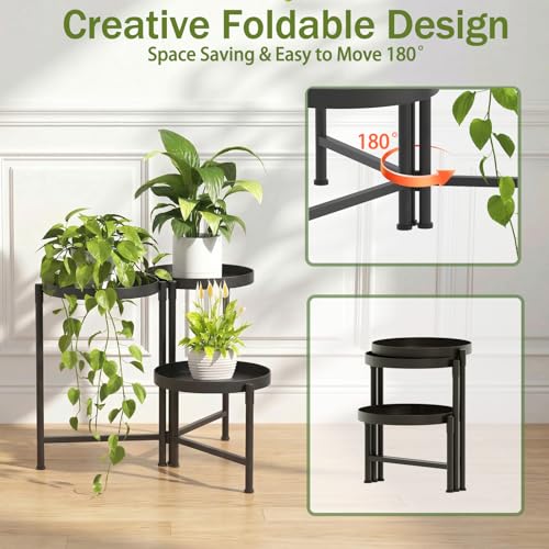 3 Tier Tall Metal Plant Stand, Duty Tiered Flower Shelf for Patio Garden - size: 3 Tier