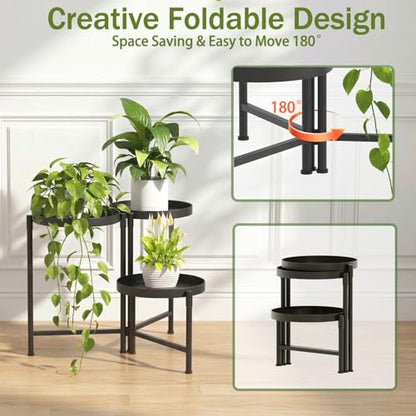 3 Tier Tall Metal Plant Stand, Duty Tiered Flower Shelf for Patio Garden - size: 3 Tier