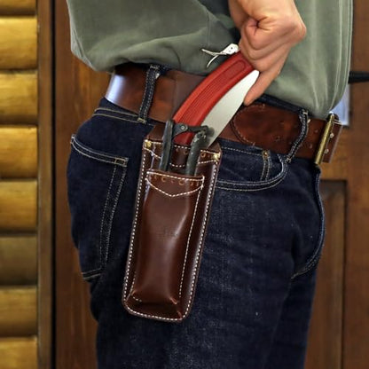 Leather Garden Pruning Shears Folding Saw 2 in 1 Holster Florist Tool Pouch