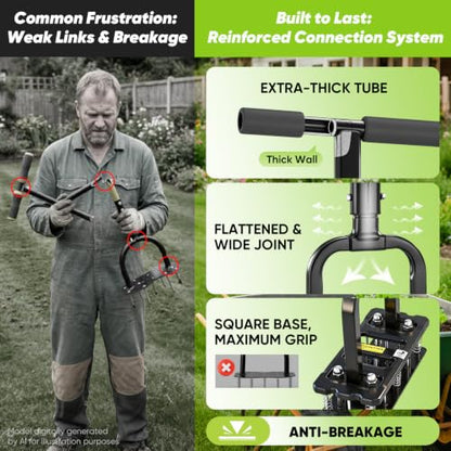 Sakerplus Aerator Lawn Tool, Spike Lawn Aerator with Self-Cleaning Tines - color: Pro-Black Handle