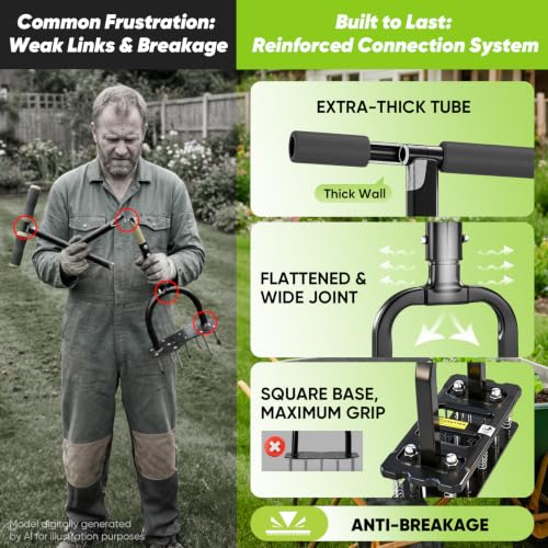 Sakerplus Aerator Lawn Tool, Spike Lawn Aerator with Self-Cleaning Tines - color: Pro-Black Handle
