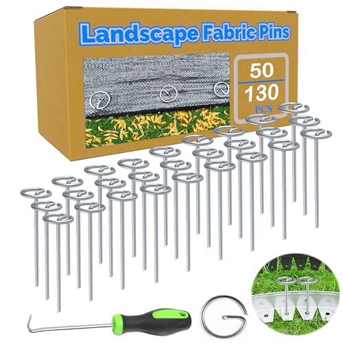 50Pcs Landscape Fabric Pins, Galvanized Circle Top Landscape Fabric Stakes