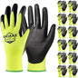 OKIAAS PU Coated Work Gloves Men, Ultra Grip & Lightweight, 12 Pairs Bulk - color: Yellow (12 Pairs), size: Medium