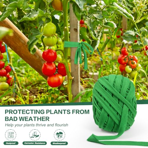 Tenn Well 2Pk 196ft Garden Twine Stretchy Green Cloth for Tomatoes
