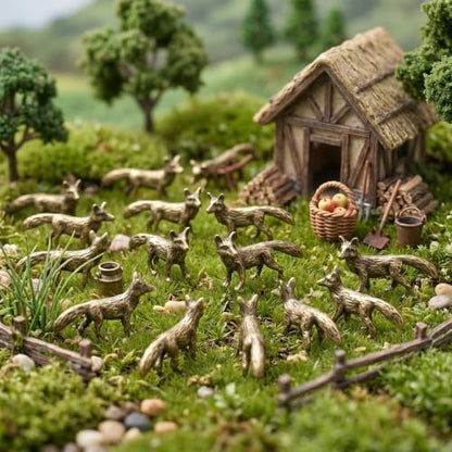 Civaner 50 Pcs Mini Fox Figurine, Mini Brass Figurines, Small Retro Animals - style: Fox