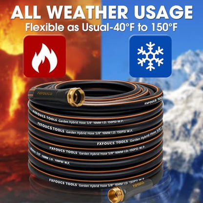Garden Hose 100ft x 5/8", Heavy Duty Water Hose, Kink Resistant - color: Black, size: 100FT