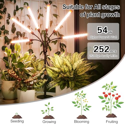 FECiDA 54W Bright Big Coverage Desk Grow Lights for Indoor Plants, Bonsai - size: Desk-6Head-54W