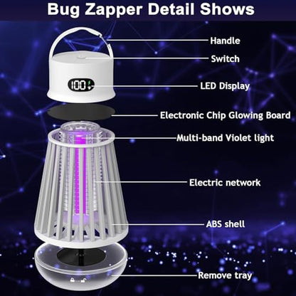 Bug Zapper Indoor Outdoor Mosquito Zapper, LED Rechargeable Fly Zappers