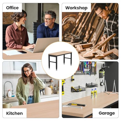 Antifir 48" Adjustable Workbench, Heavy Duty Wood Workstation - size: 48x20" No Socket