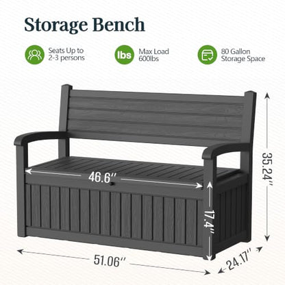 Outdoor Bench, Waterproof Garden Storage Bench, 110 Gallon Deck Box