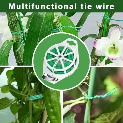 656FT Garden Twist Tie Wire with Cutter, Rustproof for Plants & Home Use - size: 656