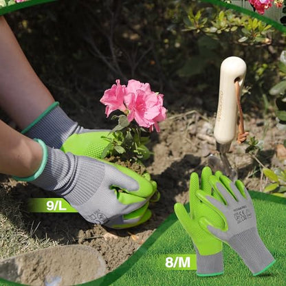 6 Pairs Eco Latex Palm Coated Garden Work Gloves by WORKPRO - size: Large