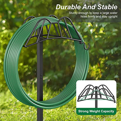 Wphold Garden Hose Holder Freestanding, Extra Thick Water Hose Stand, Heavy Duty Metal Garden Hose Storage,Garden Hose Reel, Water Hose Holders for Outside, Detachable Outdoor Hose Holder