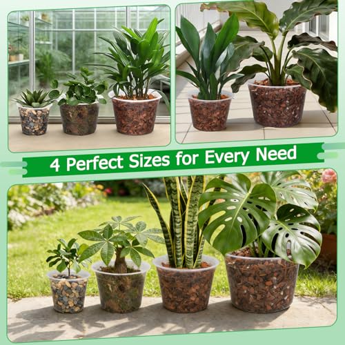 FUIJOL 6/8/10/12 Inch 16 Pack Large Clear Nursery Pots with Drainage - size: 6/8/10/12inch-16Pack