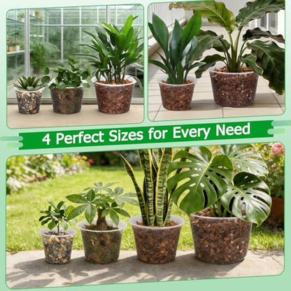 FUIJOL 10 Inch 5 Pack Large Clear Plastic Nursery Pots with Drainage - size: 10inch-5Pack