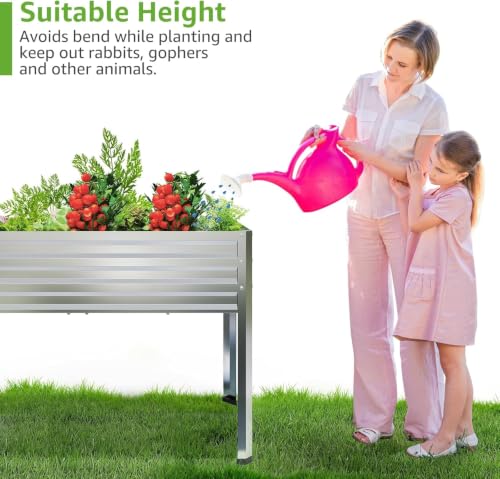 72x24x32in Galvanized Raised Garden Bed Planter with Legs