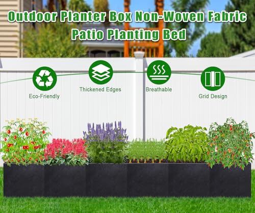 POILKMNI 12x2x1ft Fabric Raised Garden Bed - size: 12x2x1ft Rectangular