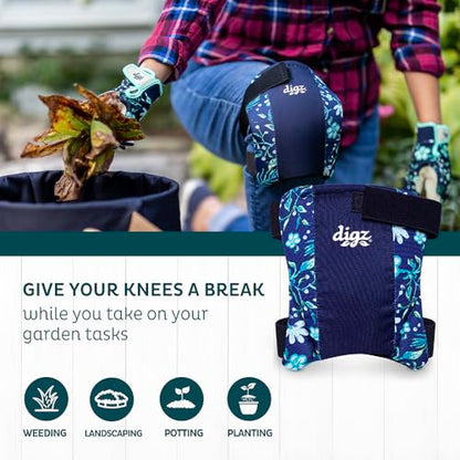 DIGZ Low Profile Garden Knee Pads for Women, Water-Resistant, One Size