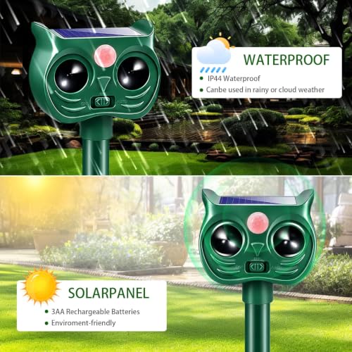 Cat Repellent Outdoor 4 Pack Solar Ultrasonic Animal Repeller for Deer