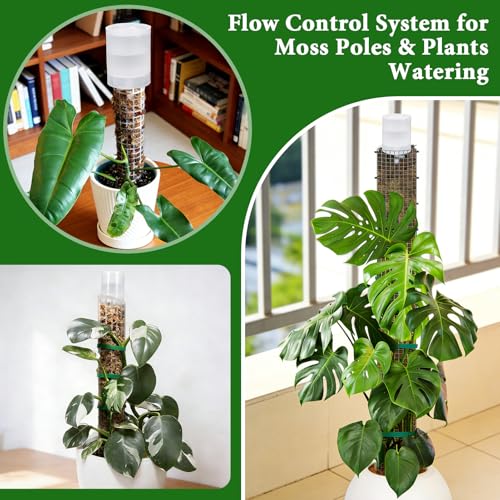 6 Pack Adjustable Moss Pole Watering Dripper, Self Watering Planter Insert