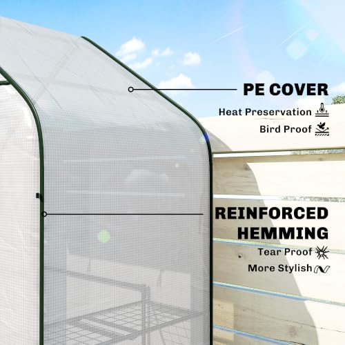 Outsunny 4.7' x 2.3' x 6.2' Small Greenhouse, Foldable Frame, White - color: White