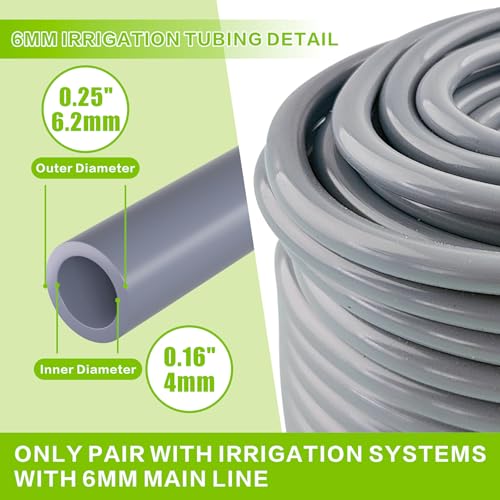 Garden Hose 33ft X 6mm, Drip Irrigation Kit Accessories, Flexible Distribution Tubing for Garden, Outdoor, Yard - size: 6mm x 33ft