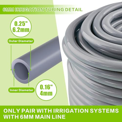Garden Hose 33ft X 6mm, Drip Irrigation Kit Accessories, Flexible Distribution Tubing for Garden, Outdoor, Yard - size: 6mm x 33ft