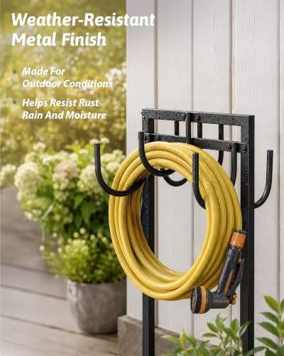 GENTINGBRO Garden Hose Holder with 6 hooks Hose Reel