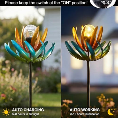 Solar Wind Spinners Outdoor, Metal Garden Windmill for Yard Decoration