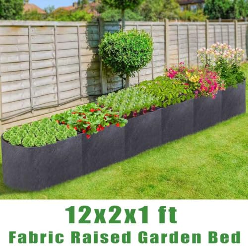 POILKMNI 12x2x1ft Oval Fabric Raised Garden Bed - size: 12x2x1ft Oval