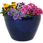 Sunnydaze Chalet 14.5" Ceramic Plant Pot, Imperial Blue Glaze