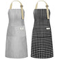NLUS 2 Pack Kitchen Cooking Aprons, Adjustable Bib Waterproof Chef Apron with 2 Pockets for Men Women(Grey Stripe/Black Plaid) - color: Grey/Black